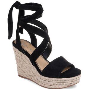Splendid Tessie Espadrille Wedge Sandal- Black Suede
